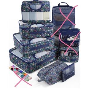 Navy Floral Travel Organizer Set